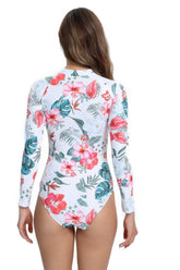 Front Zipper Long Sleeve Rash Guard Surfing One Piece Swimsuit